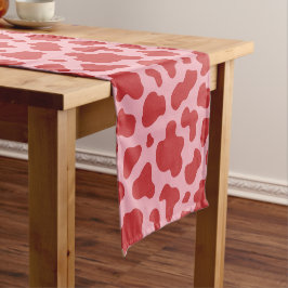 Western Valentines Day Cow Print Cowgirl Pink Red Kurzer Tischläufer