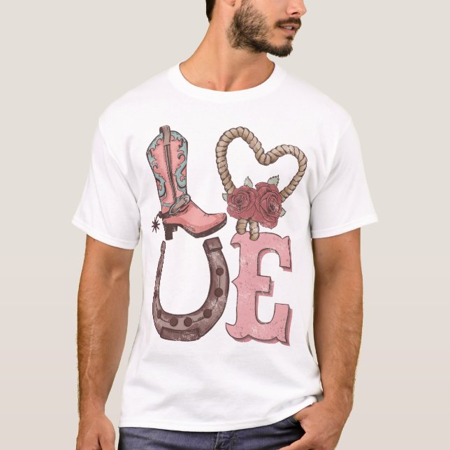 Western Valentinstag Liebe T-Shirt (Vorderseite)