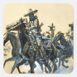 Western "Vaqueros" Art von Charles M. Russell Quadratischer Aufkleber