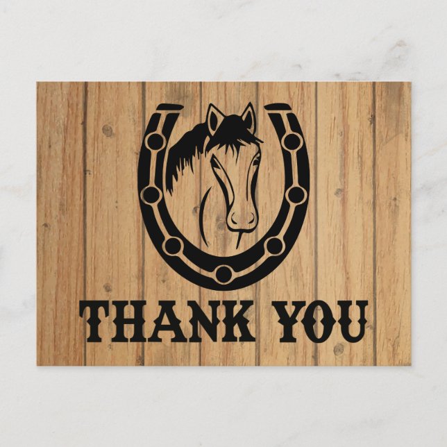 Western Vielen Dank, dass Ihr Horse Horseshoe Wedd Postkarte (Vorderseite)