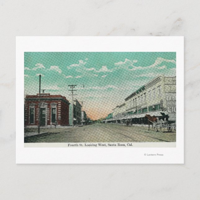 Western View von Fourth Street Santa Rosa, CA Postkarte (Vorderseite)