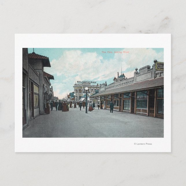 Western View von PikeLong Beach, CA Postkarte (Vorderseite)