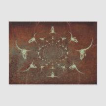 Western Vintag Grunge Brown Aquamarin Bull Skull
