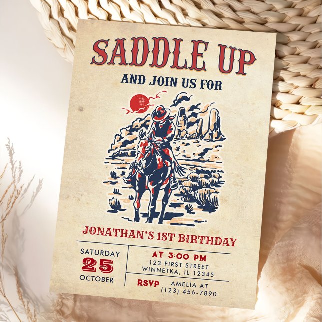 Western Vintag Wüste Erste Rodeo 1. Geburtstag Einladung (Von Creator hochgeladen)