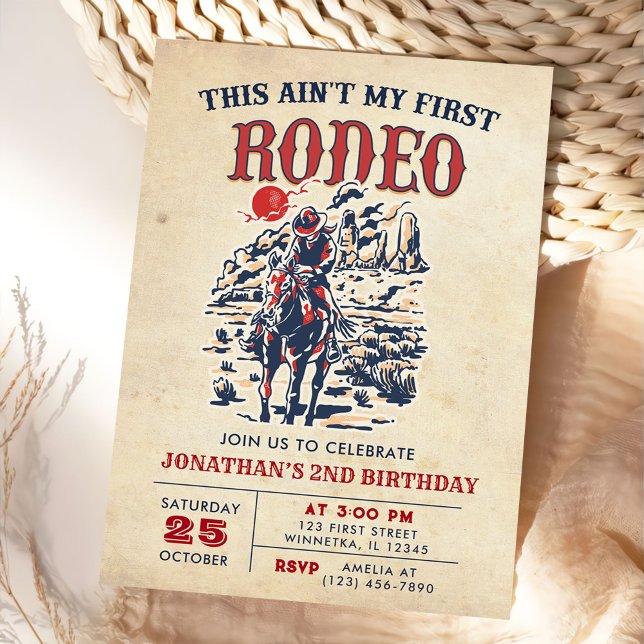 Western Vintag Wüste Rodeo 2. Geburtstag Einladung (Von Creator hochgeladen)