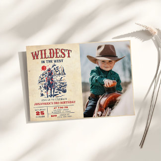 Western Vintag Wüste Rodeo 3. Geburtstag Foto Einladung