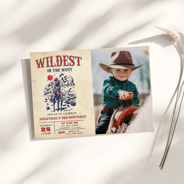 Western Vintag Wüste Rodeo 3. Geburtstag Foto Einladung (Von Creator hochgeladen)