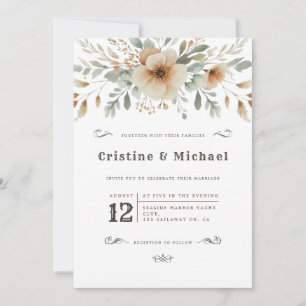 Western Vintage Aquarellfarben Blume Hochzeit Einladung