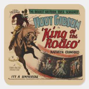 Western-Vintage-Cowboy-König des Rodeos Quadratischer Aufkleber