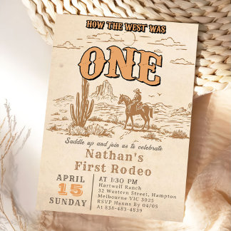 Western-Vintage-Rodeo-Einladung zum 1. Geburtstag Einladung