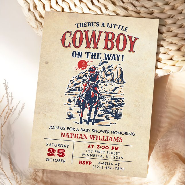 Western Vintage Wüste Cowboy Babydusche Einladung (Von Creator hochgeladen)
