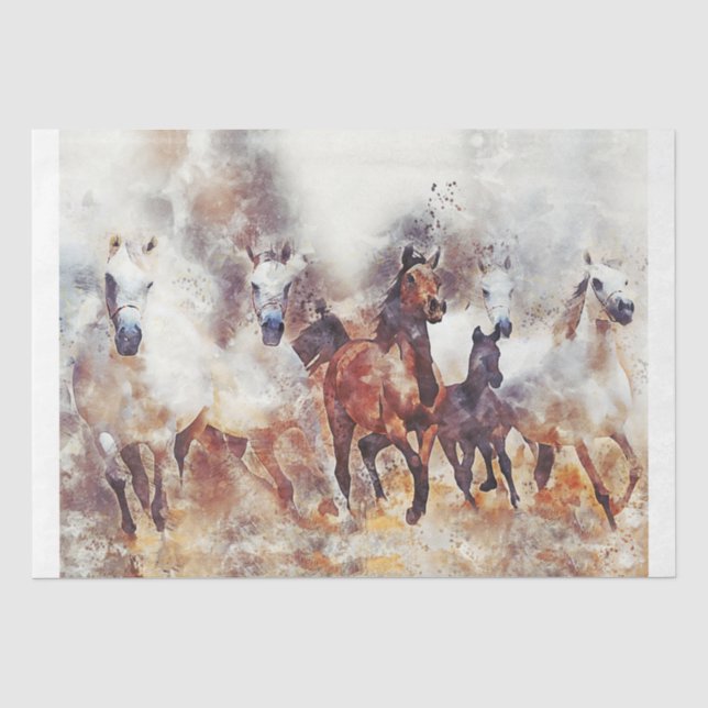 Western von Wilden Pferden 18x15 Dekoupage Tissue Seidenpapier (Vorderseite)
