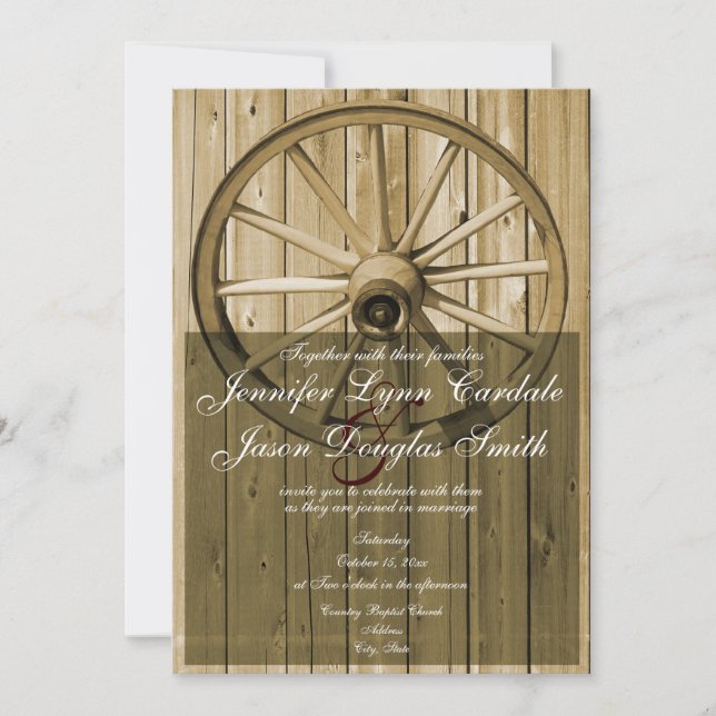 Western Wagenrad Hochzeitseinladungen Einladung (Vorderseite)