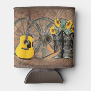 Western Wagon Wheel Gitarre Cowboy Stiefel Sonnenb Dosenkühler