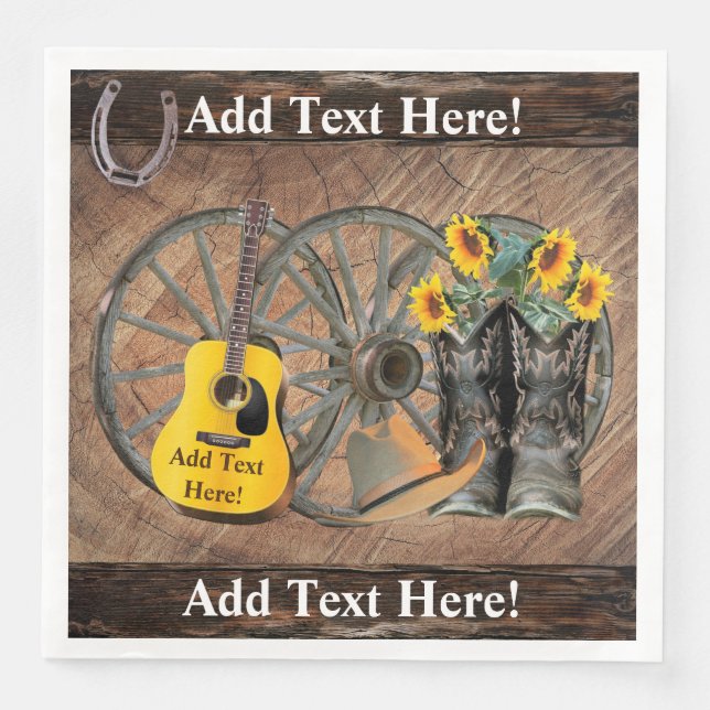 Western Wagon Wheel Gitarre Cowboy Stiefel Sonnenb Serviette (Vorderseite)