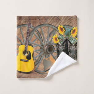 Western Wagon Wheel Guitar Cowboy bottes tournesol