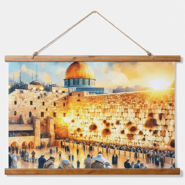 Western Wall Jerusalem Wandteppich Mit Holzrahmen (Vorne)
