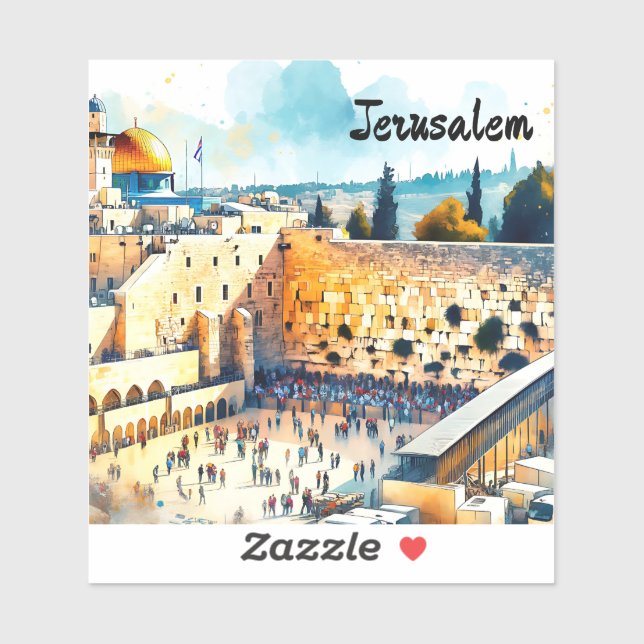 Western Wall Kotel Aquarellkunst Aufkleber (Blatt)
