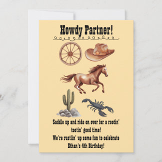 Western Wasserfarbe Kunst Einladung