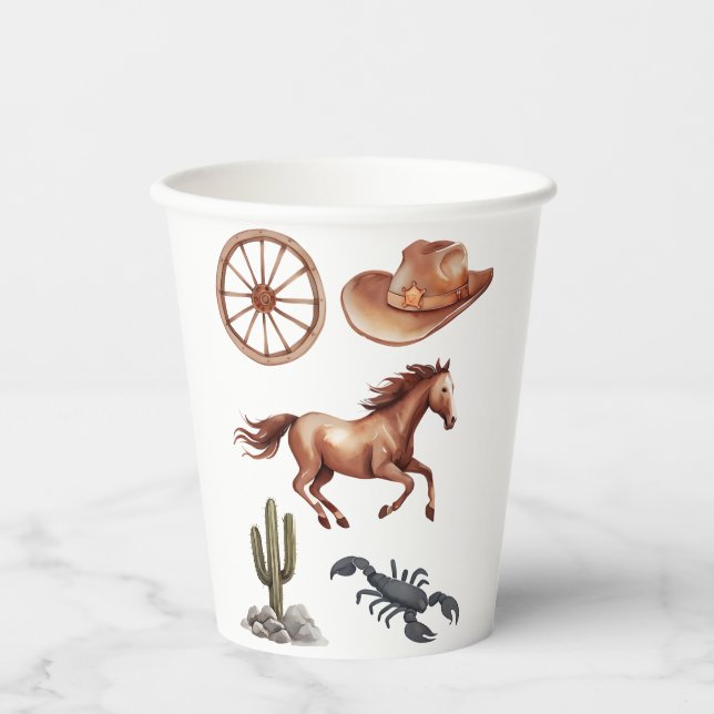 Western Wasserfarbe Kunst Pappbecher (Vorderseite)