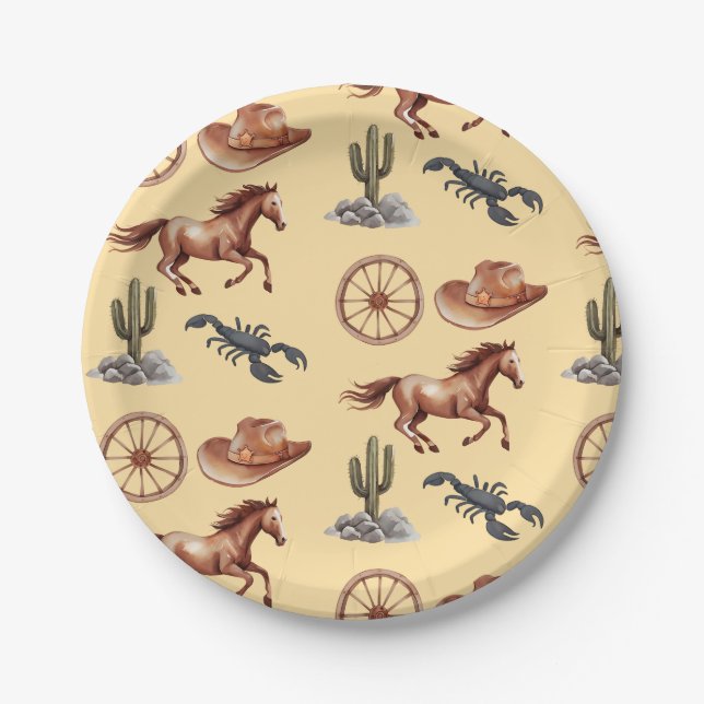 Western Wasserfarbe Kunst Pappteller (Vorderseite)