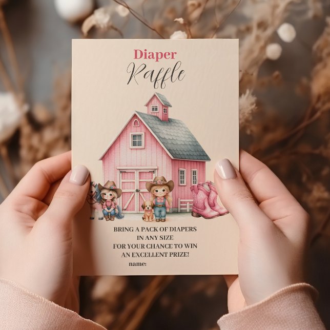 Western Watercolor Baby Girl Diapper Raffle Begleitkarte (Von Creator hochgeladen)