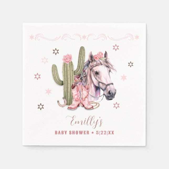 Western Watercolor Cowgirl Babydusche Serviette (Vorderseite)