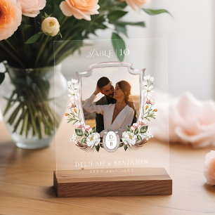 Western Wedding Boho Floral Foto Wappen Horseshoe Acrylschild