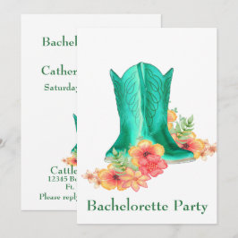 Western Wedding Cowboy Boots Blume Bachelorette Einladung