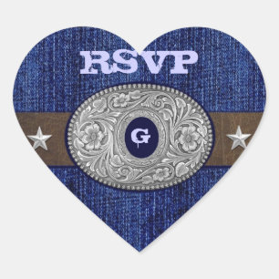 Western Wedding Denim Heart UAWG Umschlag Aufklebe Herz-Aufkleber
