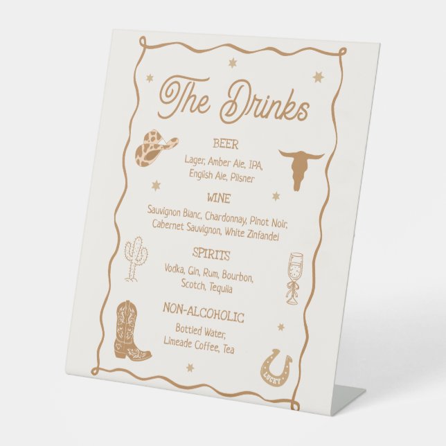 Western Wedding Drink Bar Sockelschild (Vorderseite)