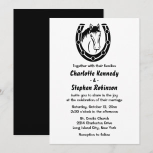 Western Wedding Horse Country Horseshoe Black Einladung