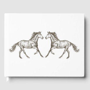 Western Wedding Horse Reittier Rustikal Brown Gästebuch