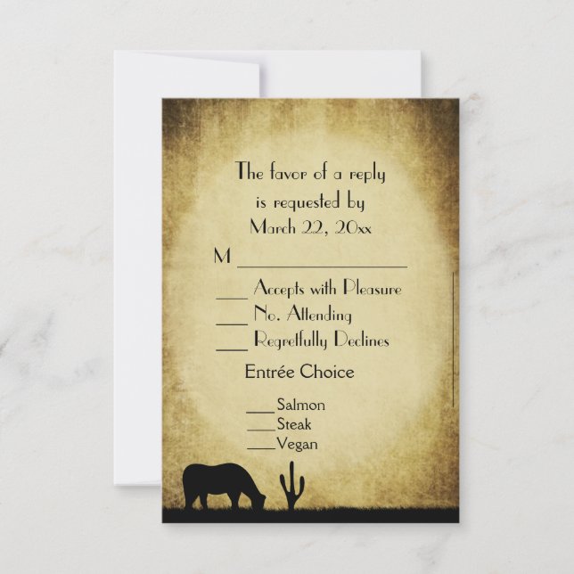 Western Wedding Menu UAWG RSVP Karte (Vorderseite)