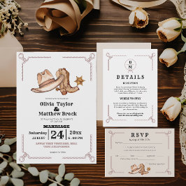 Western Wedding Rustic Cowboy Wedding Begleitkarte