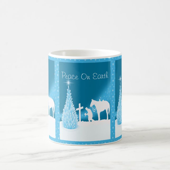 Western Weihnachten Gebet Cowboy mit Pferd Kaffeetasse (Mittel)