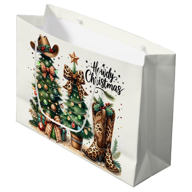 Western Weihnachten Große Geschenktüte (Vorderseite Schrägansicht)