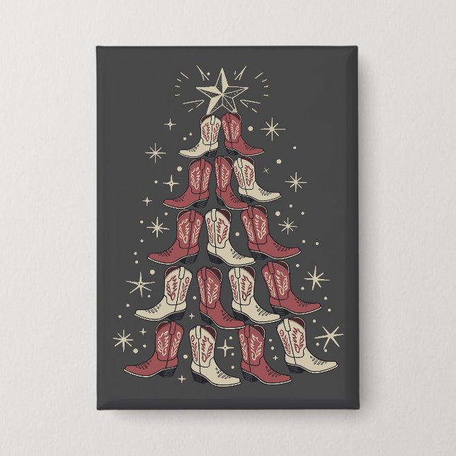 Western Weihnachts Cowboy Boot Tree Cowgirl Stiefe Button (Vorderseite)