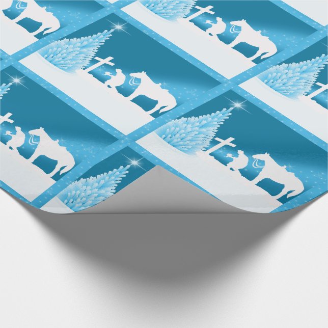 Western Weihnachts Cowboy Prachen Geschenkpapier (Ecke)