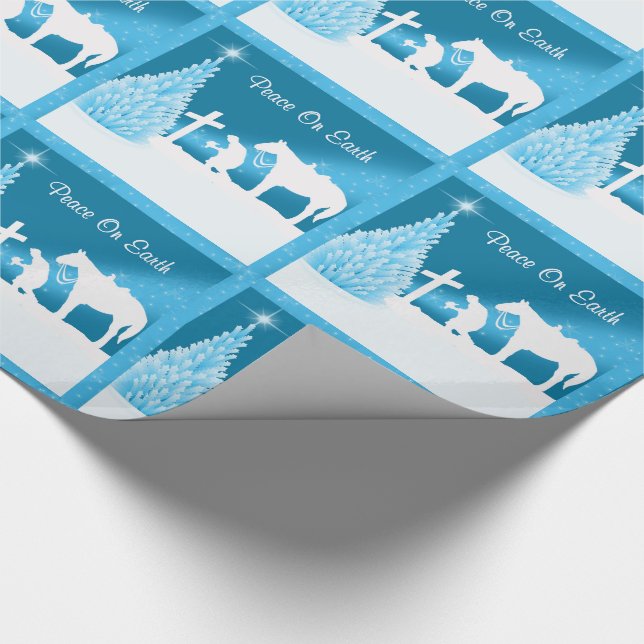 Western Weihnachts Cowboy Prachen Weltfrieden Geschenkpapier (Ecke)