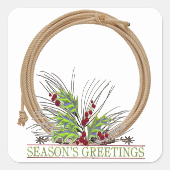 Western Weihnachts Cowboy Rope Wreath Stickers (Vorderseite)