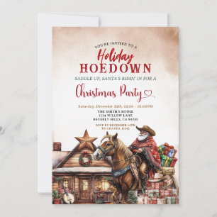 Western-Weihnachts-Cowboy-Santa-Holiday-Hoedown Einladung