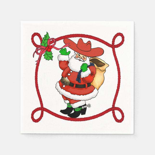 Western Weihnachts Cowboy Weihnachten mit Seifensc Serviette (Vorderseite)