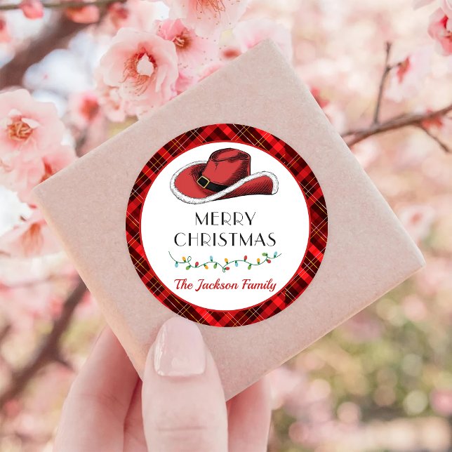 Western Weihnachts hat Dankeschön Klasse Runder Aufkleber (Von Creator hochgeladen)