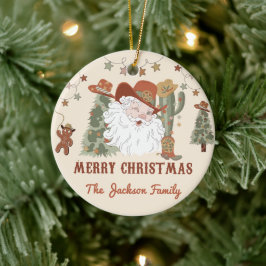Western Weihnachts-Party Keramik Ornament