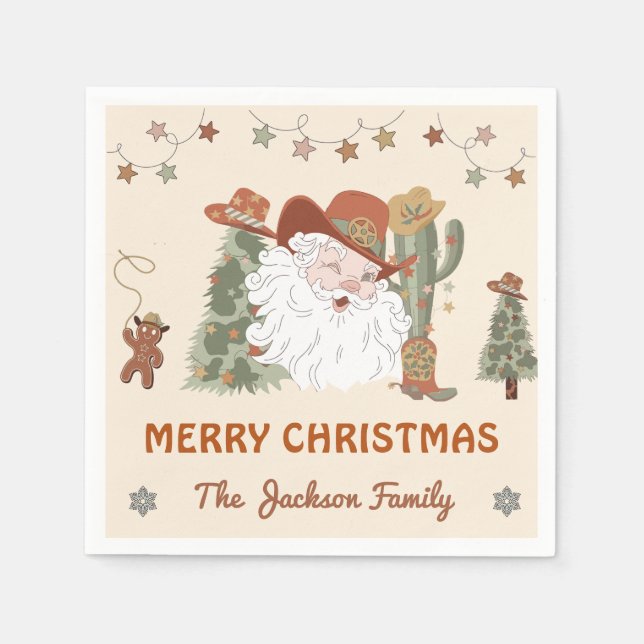 Western Weihnachts-Party Serviette (Vorderseite)