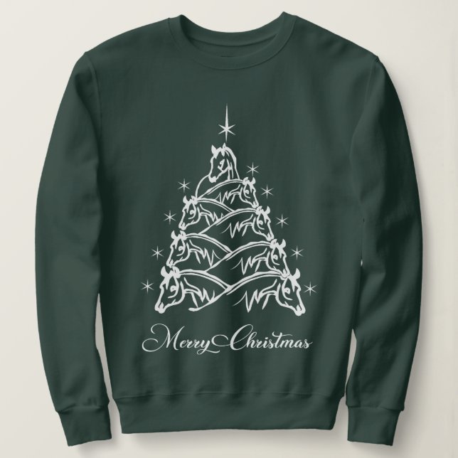 Western Weihnachts-Pferd Weihnachtsbaum Reittier Sweatshirt (Design vorne)