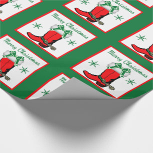 Western-Weihnachtscowboystiefel Geschenkpapier