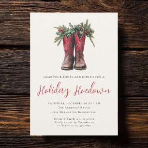 Western Weihnachtsfeiertage Party Boots Holiday Einladung