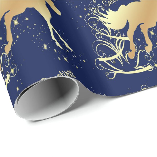 Western-WeihnachtsgoldpferdeFrohe Festtage Geschenkpapier (Rolleneckpunkt)